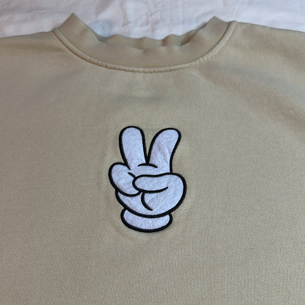 Disney Mickey Mouse Peace Sign Pullover Sweatshirt Size S - Picture 3 of 11